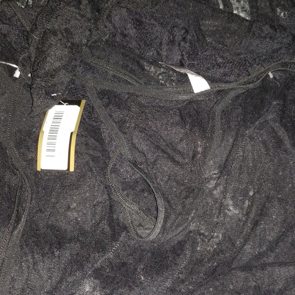 NWT Lace & Dotted Sheer Adj Laced Back Gown Sz L - Picture 6 of 7